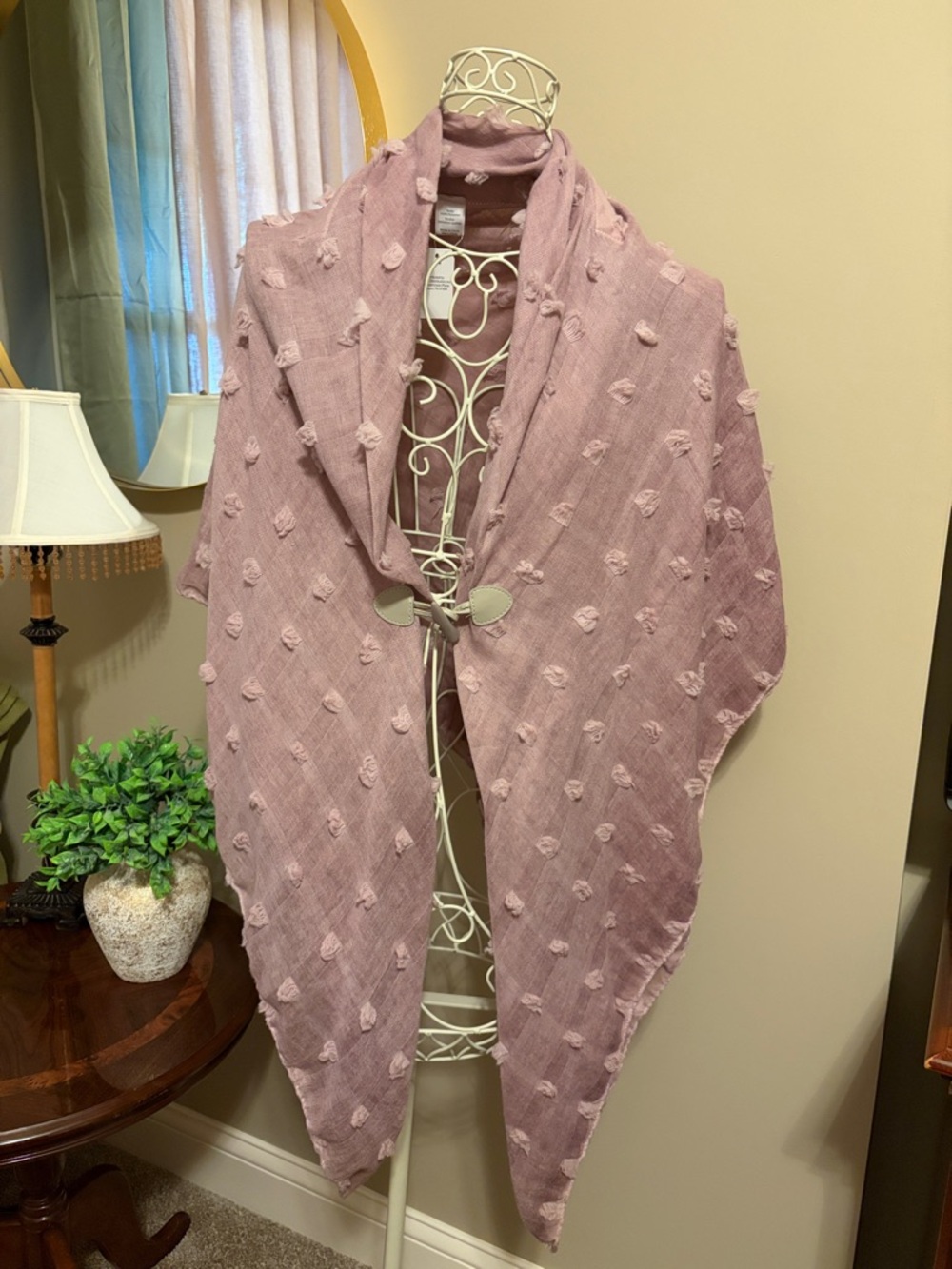 Textured Mauve Dot Wrap Shawl